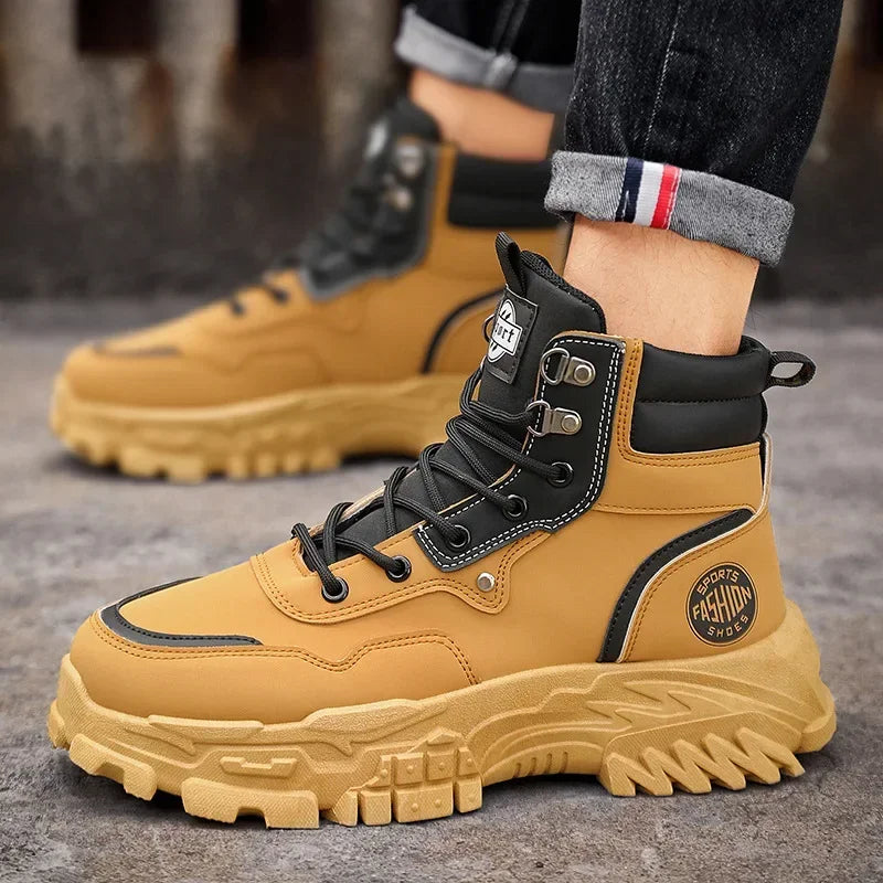 Men Boots Cotton Boot Platform Autumn British High Top Retro Thick Sole Lace Up Comfort Anti Slip Sport Mountaineering Boot