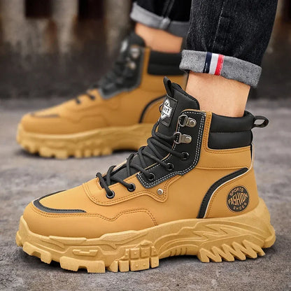 Men Boots Cotton Boot Platform Autumn British High Top Retro Thick Sole Lace Up Comfort Anti Slip Sport Mountaineering Boot