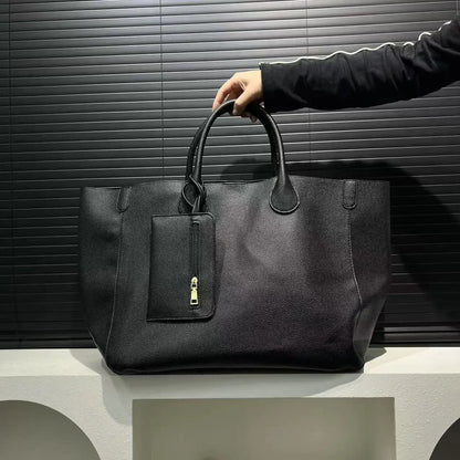 Ladies' fashionable vegan leather oversized handbag with large capacity, simple and versatile shopping bag