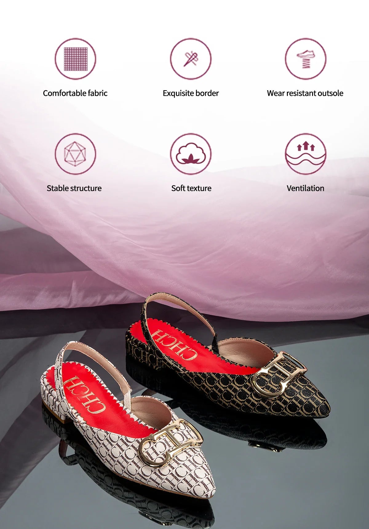 Classic Women's New 2024 Women's Low Heel Sandals Fashion Retro Design Letter Women's New Low Heel Shoes