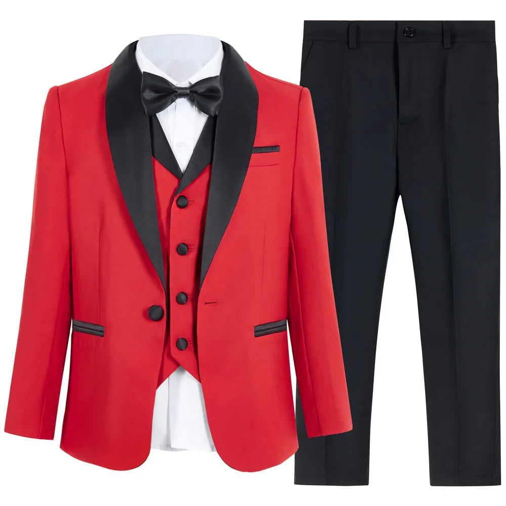 Fashion Girls 4 Piece Tuxedo Set Jacket Vest Pants Bowtie Formal Dress Wear For Weddings Performances