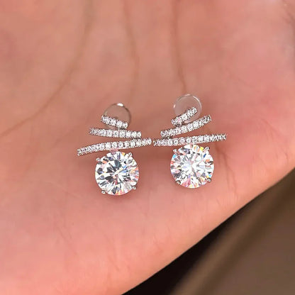 8mm/2carat Real Moissanite Stud Earrings for Women D Color VVS1 Sparkling Diamond with GRA Certificates S925 Silver Earrings