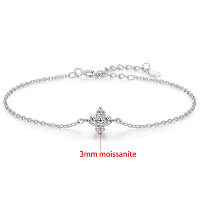 3mm D Color Excellent Cut Moissanite Bracelet for Women Simple Elegant Wedding Anniversary Jewelry Real Pure 925 Silver