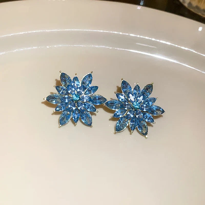 Flower Earrings for Women Korea Simple Sweet Stud Earrings Luxury High-grade Solid Color Charm Jewelry Girls Gift