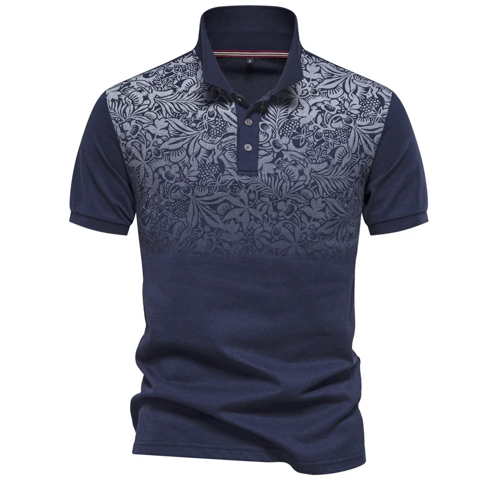 New Design Gradient Printed Cotton Blend Polo Shirts for Men Short Sleeve Summer Fashion Mens Polos