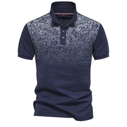 New Design Gradient Printed Cotton Blend Polo Shirts for Men Short Sleeve Summer Fashion Mens Polos
