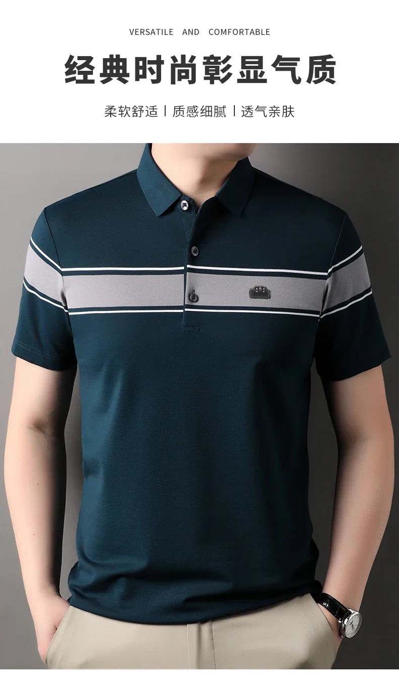 Summer best-selling high-end brand exquisite embroidery men's short sleeve POLO shirts breathable cotton casual business T-shirt