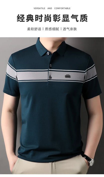 Summer best-selling high-end brand exquisite embroidery men's short sleeve POLO shirts breathable cotton casual business T-shirt