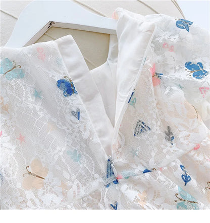 Vintage lace short sleeved dress For 2-9 yrs Baby Girls Loose Dress 6.1 Children's Day Clothing Cute beach Loose Clothes 2026