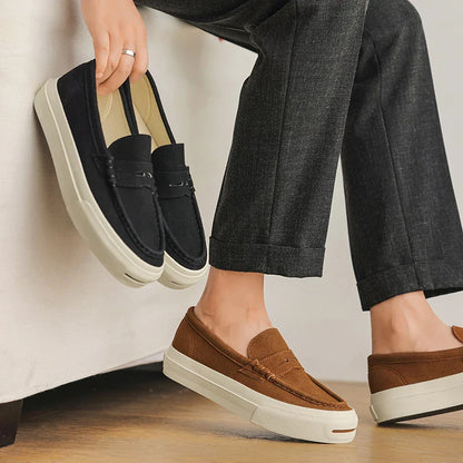 Men's Vulcanized Shoes: Niche, Light Luxury, Solid Color, Retro Style, Flat Heel, Split-on, Lazy Soft-soled Casual Walking Shoes