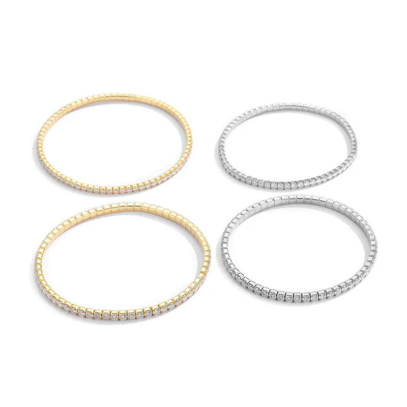 Elastic 2.5mm 3mm Full D Color Moissanite Tennis Bracelet Bangle for Women 925 Silver Pass Diamond Test Hand Link Bracelets