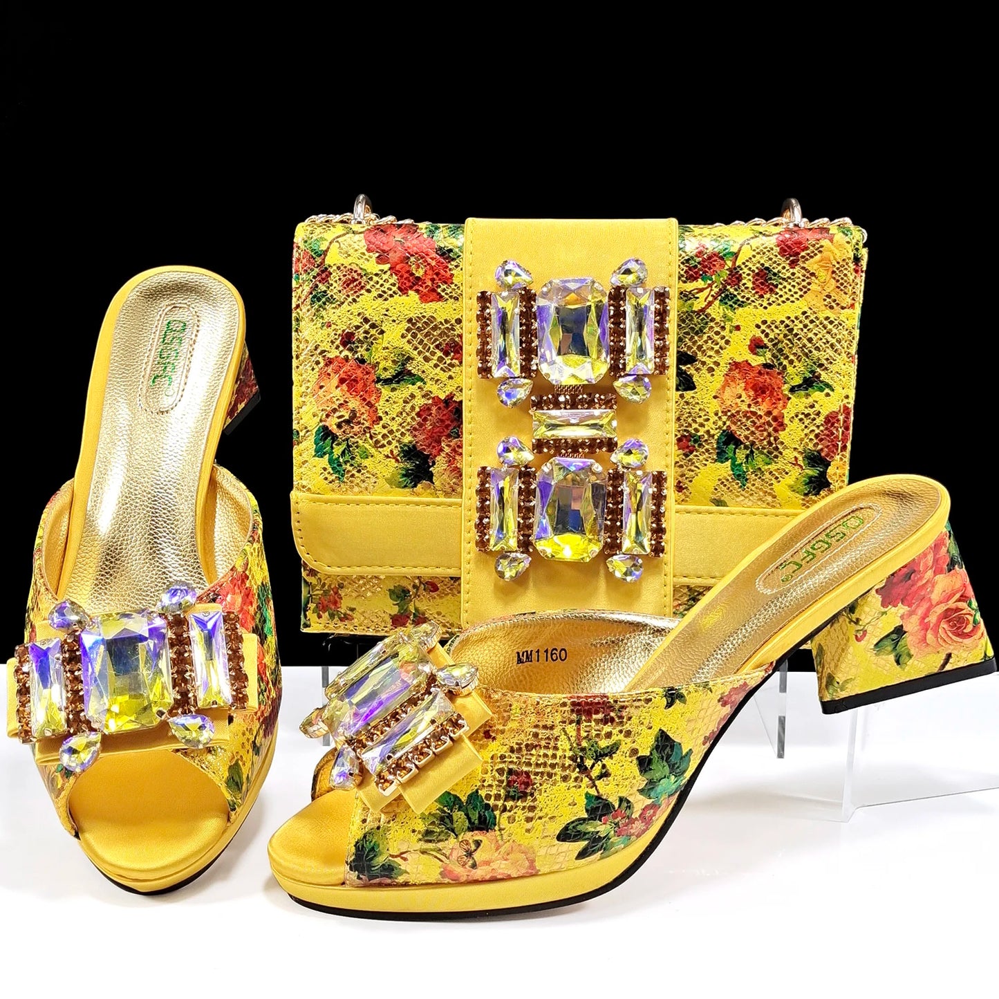 Italian Sandals and Bags Matching Set 2026 Women Heel Party for Rose Gold Colour Wedding Bigger Size Thick Heel Shoes