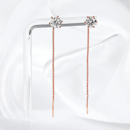 5/6.5mm Tassel Moissanite Drop Earrings Lab Diamond Sparkling Women Wedding Jewelry Pure 925 Silver Plated 18K Earring