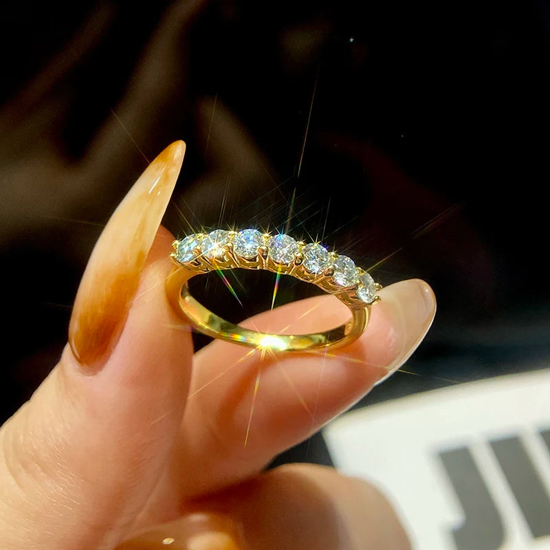 Real Moissanite Ring 925 Sterling Silver Diamond Eternity Band Engagement Wedding Rings for Women Luxury Quality Jewelry