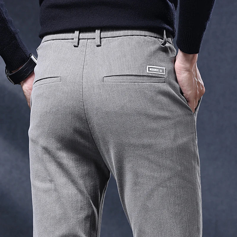 Classic Slim Fit Mens Casual Pants Breathable Straight Stretch Korean Business Trousers Spring Autumn New Fashion Male Clothing