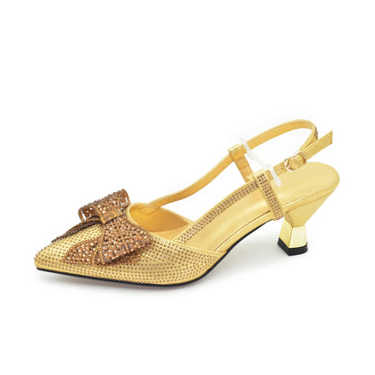 Italian Shoe and Bag Set Designer Wedding Luxury Italian Shoes and Bag Set for Women Full Rhinestone Party Pumps