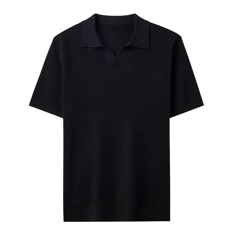 Men's Stretch 100% Cotton Polo Shirt - Pineapple Knit Seagull Collar, Breathable Short Sleeve Tee with Flexible M-4XL 6 Colors