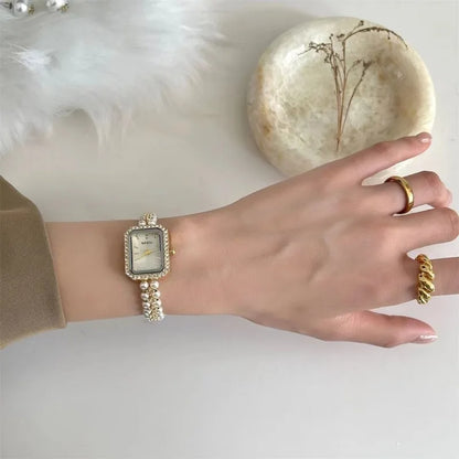 Pearl Studded Strap Women Watch Luxury Ladies Gift Bracelet Watch Fashion Quartz Wristwatches Dropshipping Relojes Para Mujer