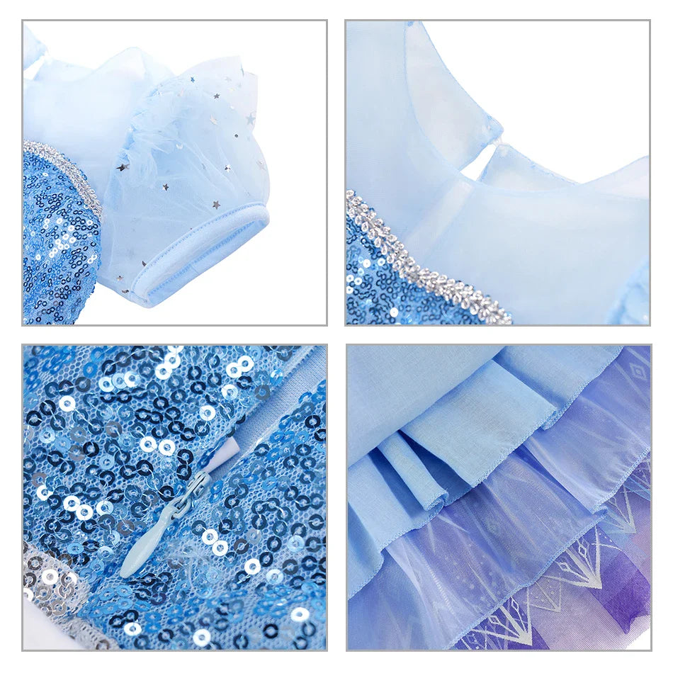 Fantasia Infantil Cosplay Elsa com LED Meninas Aniversário Festa Role Playing Vestido de Princesa com Capa Fantasia de Carnaval Halloween