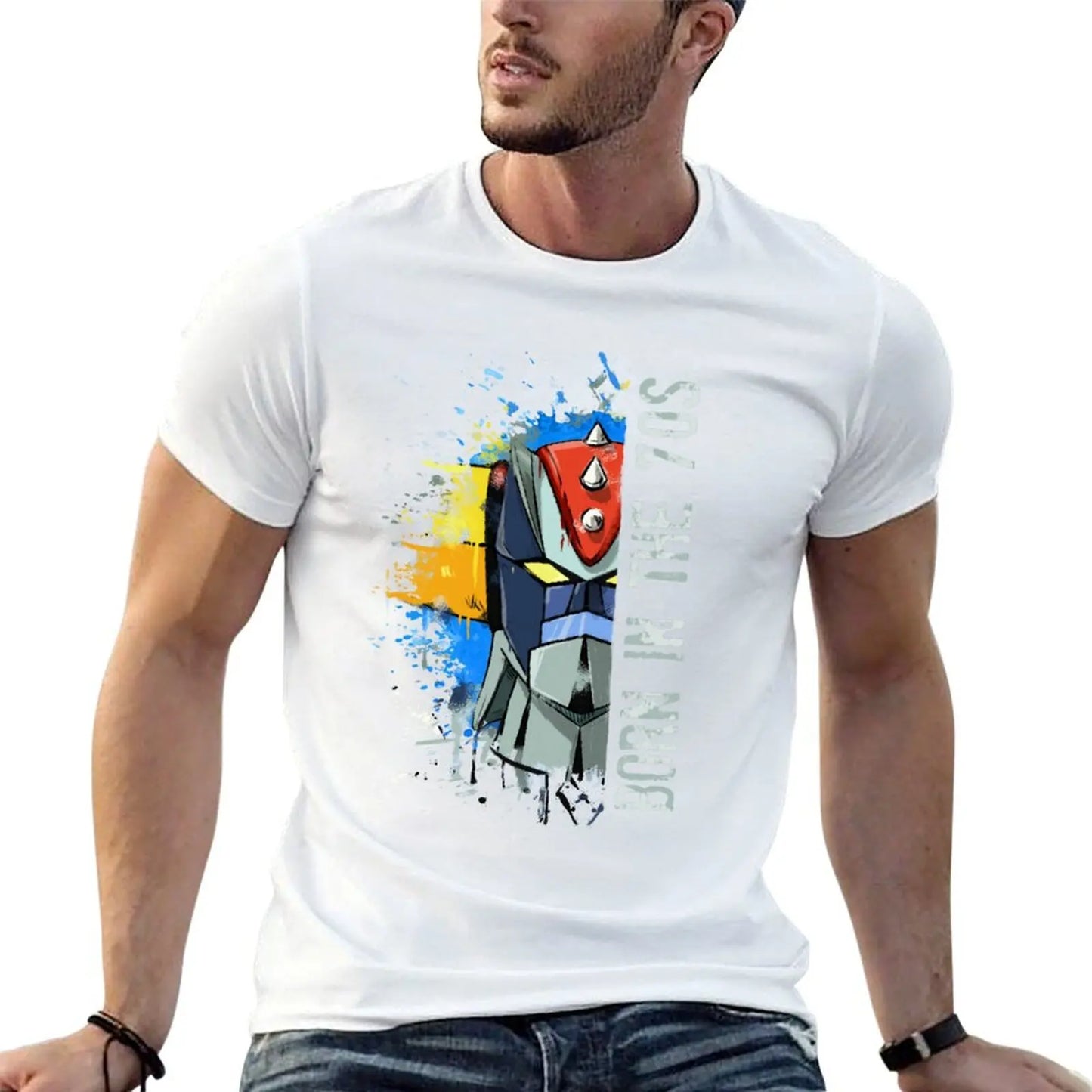 Ufo Robot Goldrake - Born In The Seventies T-Shirt Blouse heavyweights hippie clothes Men's t-shirts