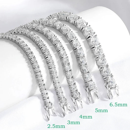 2-6.5mm Real Moissanite Tennis Bracelet for Women Christmas Gift Platinum Plated 100% 925 Sterling Silver Wedding Jewelry