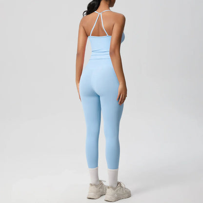2PCS Yoga Set Nude Feeling Workout Sets Women Tracksuit Gym Push Up Fitness Running Workout Sportwear Sport Bra Leggings Suit