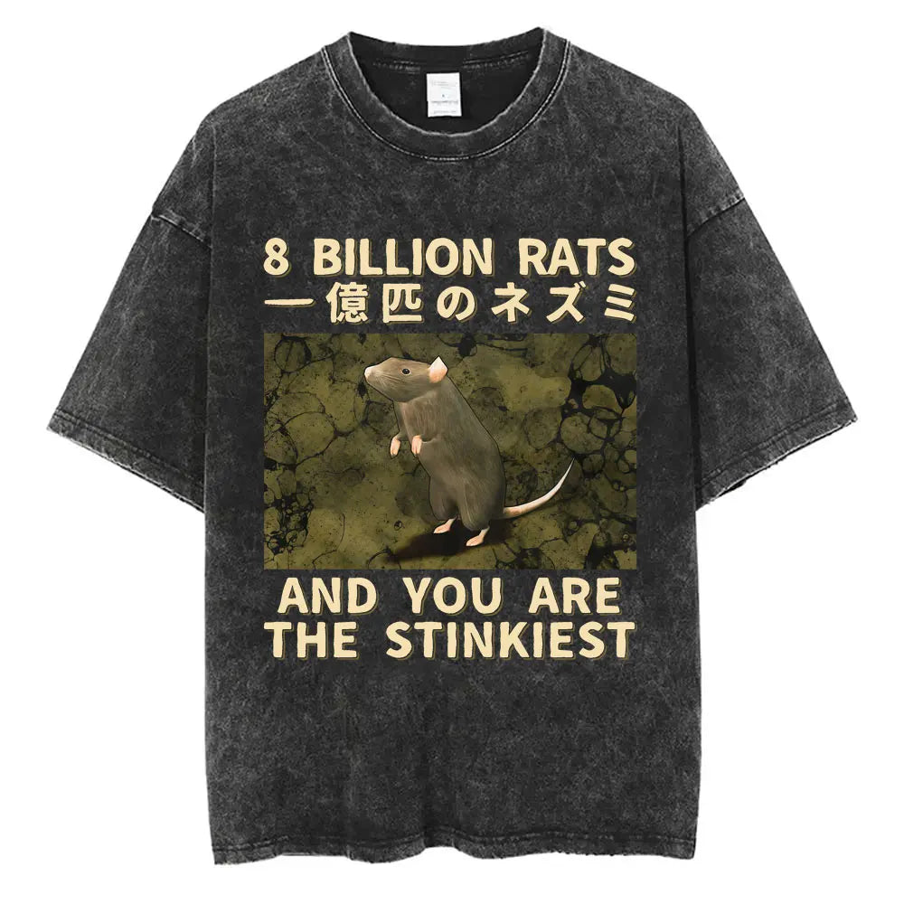 I Do Not Think Therefore I Do Not Am T-shirt Funny Japanese Style Opossum Vintage Washed T Shirt Unisex Fashion Humor T-shirts