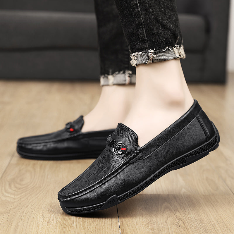 Fashion Leather Men Casual Shoes Slip on Formal Loafers Luxury Brand Comfortable Men Italian Soft Male Driving Shoes