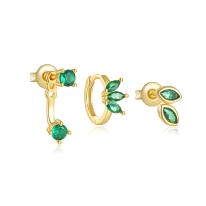 CANNER Set Double Layer Smooth Classic Hoop Earrings For Women 925 Sterling Silver Ins Flower Color Zircon Earrings Fine Jewelry