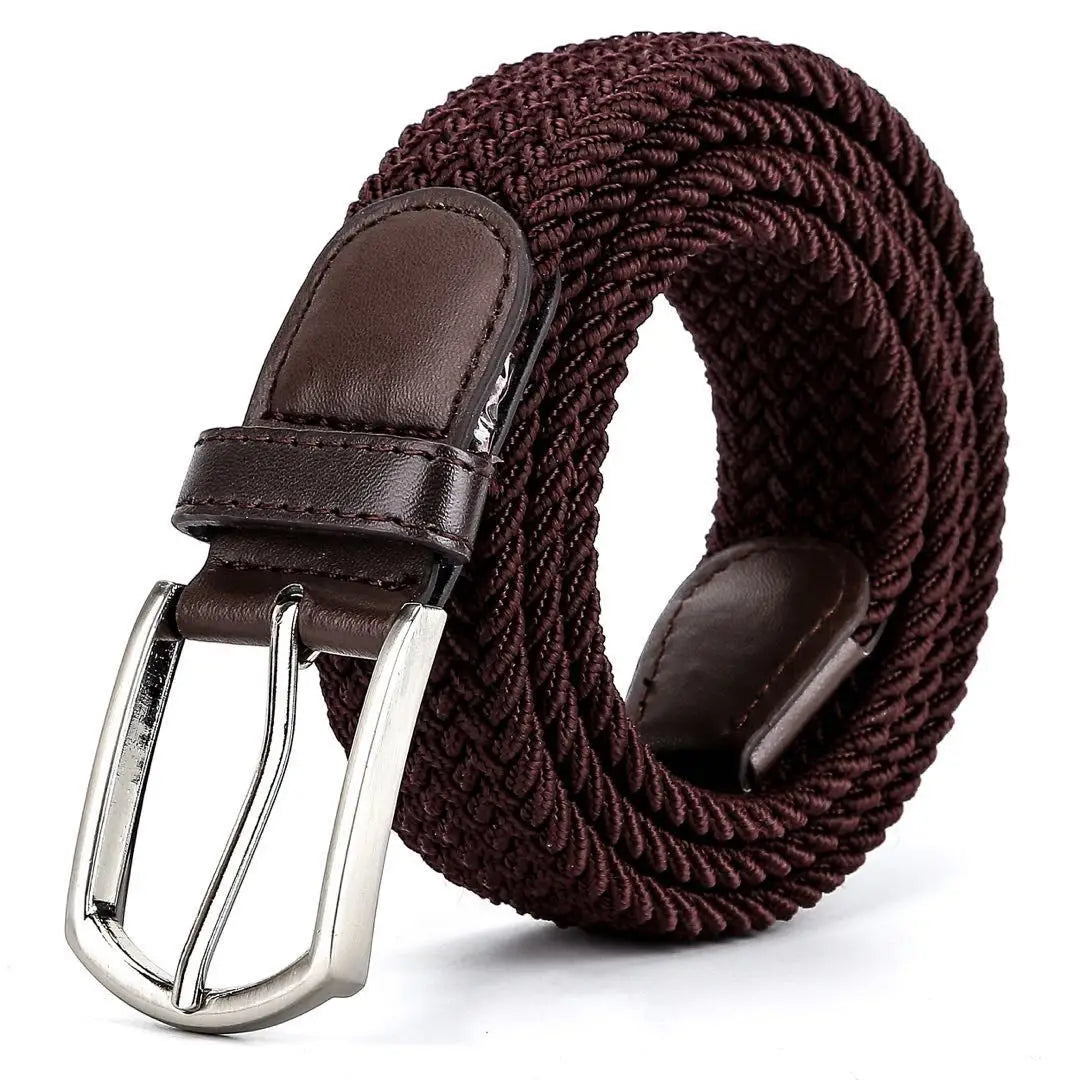 3.3cmX110cmX130cm  2024 High Quality New Men Elastic Braided Belt Casual Women Canvas Korean All match Pin Buckle White Black