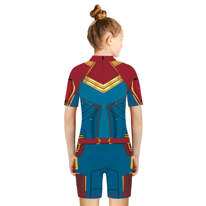 Children One Pieces Swimsuit Superhero 3D Print Playsuit Child Short Sleeve Swimwear Beach Bathing Suit Swim Wear For Boys Girls