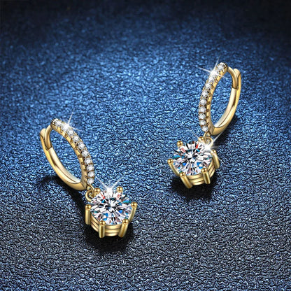 0.5ct 1ct Moissanite Drop Earrings S925 Sterling Silver with Gold Plated Wedding Jewelry With Certificate Hoop Earrings