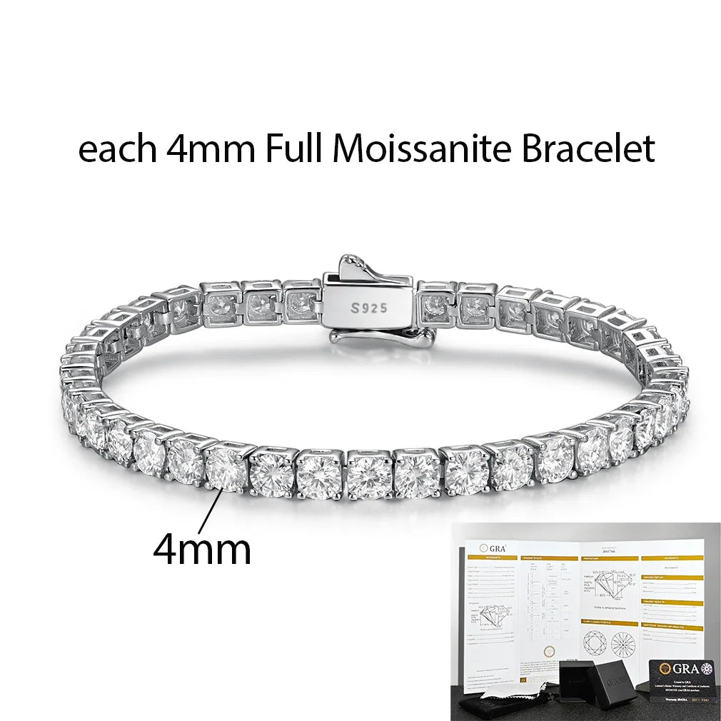 2-5mm Man Moissanite Tennis Bracelet S925 Sterling Silver for Women Full Lab Diamond sparkling Wedding Party Jewelry