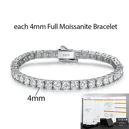 2-5mm Man Moissanite Tennis Bracelet S925 Sterling Silver for Women Full Lab Diamond sparkling Wedding Party Jewelry