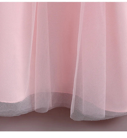 8901 Vestido Infantil para Meninas de 4 a 12 anos Princesa Lantejoulas Manga Bufante Longo Tule Florista Casamento Verão Pequeno