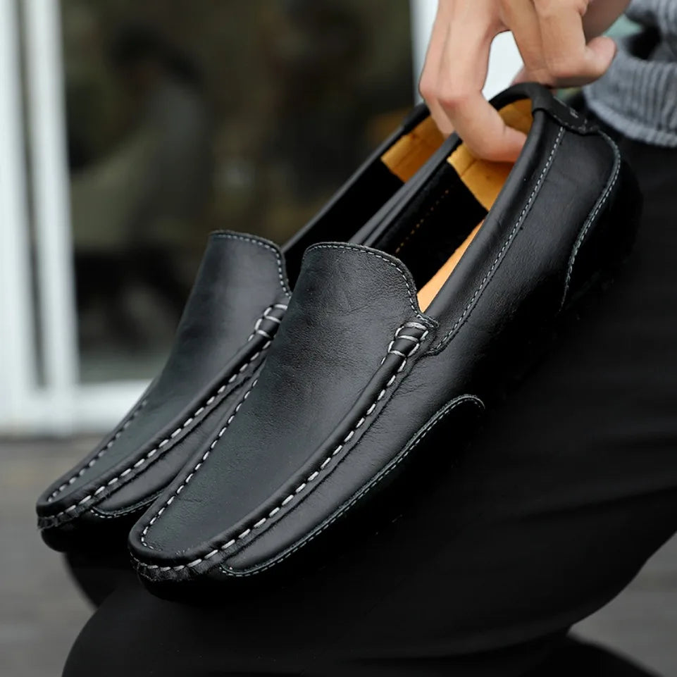 Genuine Leather Breathable Mocasines Casual Loafers Leather Shoes For Men Slip On Formal Italian Driving Flat Chaussure Homme