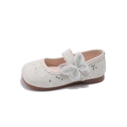 New Girls Princess Shoes Fashion Children's Bow Rhinestone Sequin Kids Shoes Baby Party Student Flat Performance Shoes