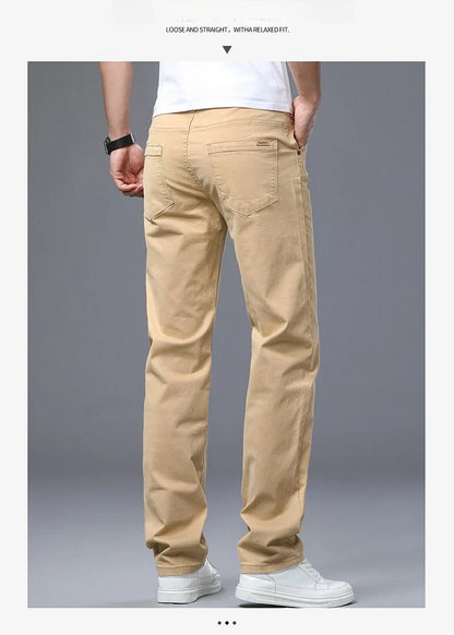 Men's Straight Leg Jeans Slim Fit Stretch Comfort Denim Pants Korean Casual Fashion Minimalist Business Male Daily Trousers