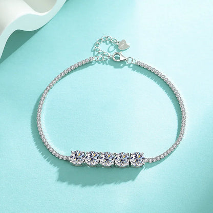 Pink Blue Green Moissanite Diamond Link Bracelet 6.5mm 5cttw for Woman 925 Silver Plated 18K Adjustable Chain Bracelets