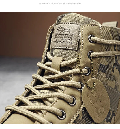 Military Boots for Men Autumn High Top Camouflage Desert Casual Flats Mens Boot Breathable Non Slip Work Shoes Zapatillas Hombre
