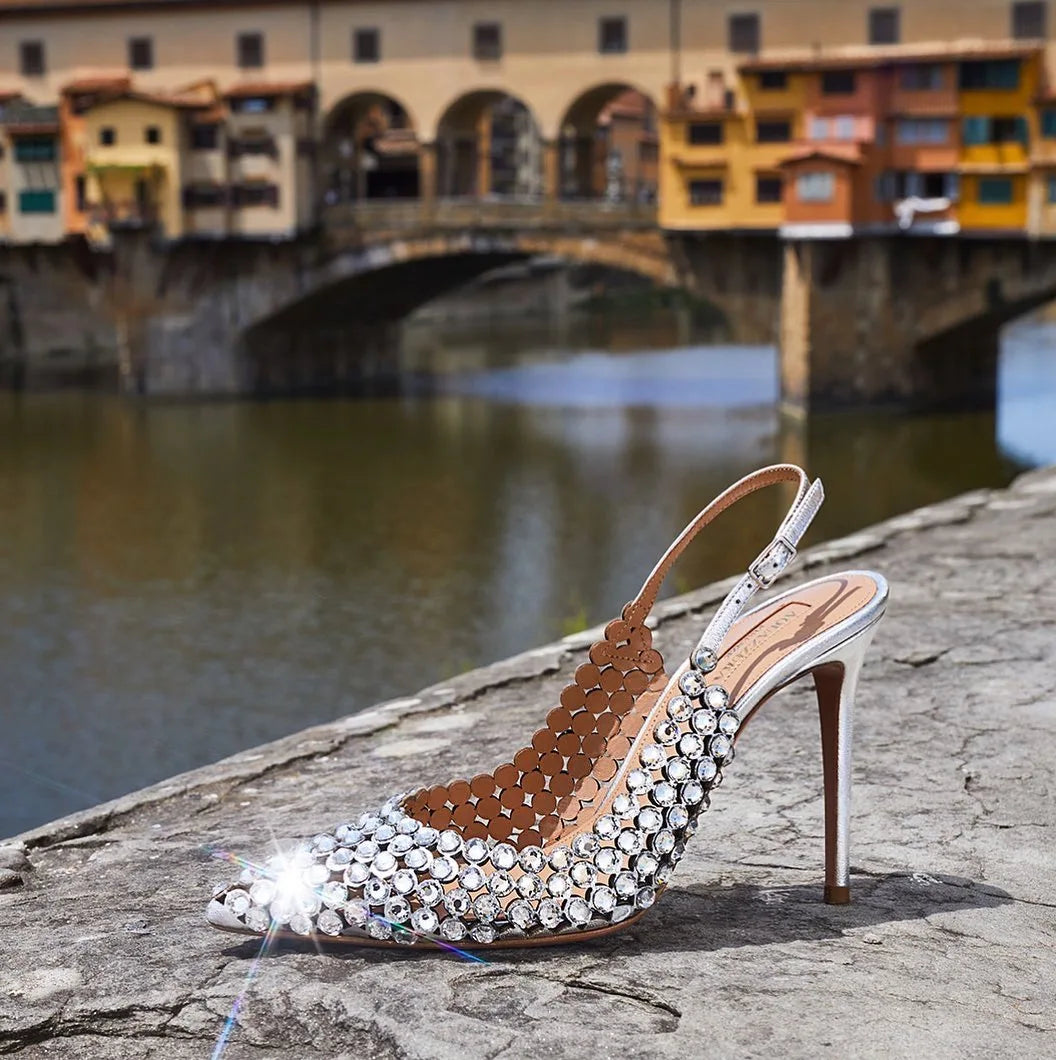Diamond high heels for women in2025with a single button back strap,sexy wedding shoes for brides,slim heels,pointed toe sandals