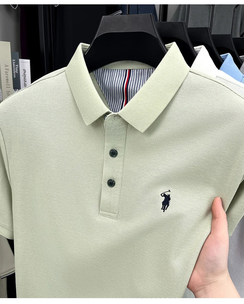 High end brand 100% cotton short sleeve polo shirt men luxur pony embroidery comfort breathable fashion T-shirt summer new top