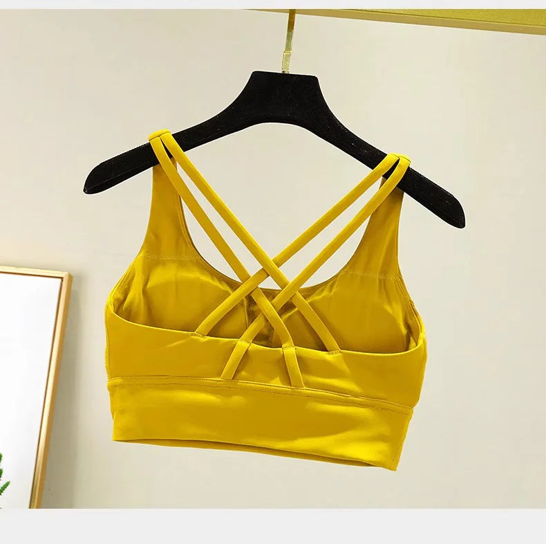 TRY TO BN Tummy Control Gym Set 2 Piece High Waisted Leggings Cross Bra Squat Proof Fitness Breathable Yoga Outfits Workout Set