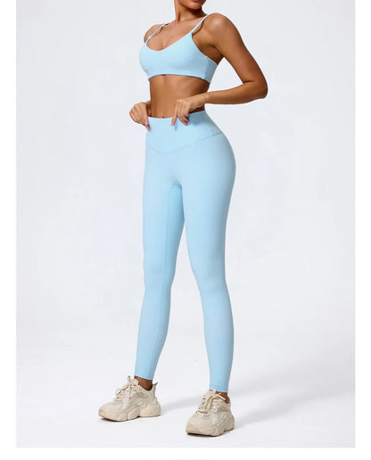 Ctenkevet Summer Women 2Pcs Sleeveless Sports Set Female Gym Two-piece Yoga Set High Waist Breathable legging Sportswear Women