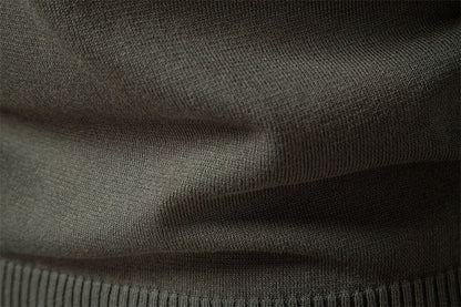 Zip Placket Polo Shirt Men Premium Solid Color Slim Fit Long Sleeve Textured Fabric Business Casual Autumn Winter