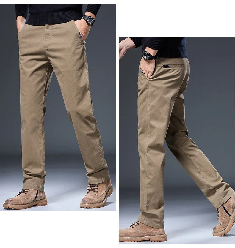 Spring Autumn Male Casual Pants Korean Mens Clothing Business Straight Work Trousers Solid Color Classic Versatile Man Pants