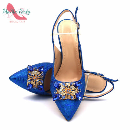 Classics Italian Design Shoes and Bag Set in Orange Color Comfortable Heels Pointed Toe Pumps for Wedding Party