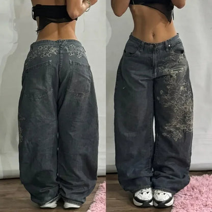 Streetwear Fashion Oversized Print Baggy Jeans