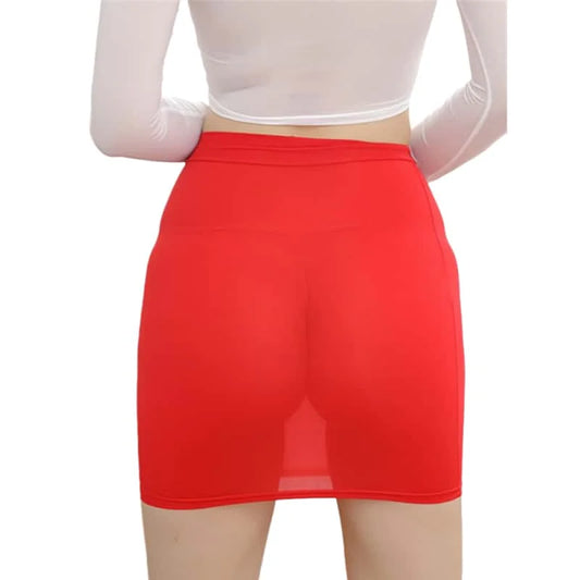 NEW Fashion Sexy See Through Slim Wrap Hips Black Mini Skirts for Women Christmas Bodycon Red Pencil Short Skirt Party Club Wear