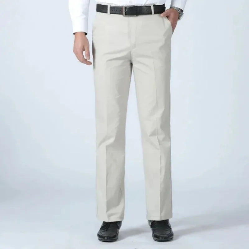 Men's Classic 100% Cotton Summer Thin Pant Autumn Thick Casual Bland High Waist Trousers Business Office Cargo Pants GOZBKF